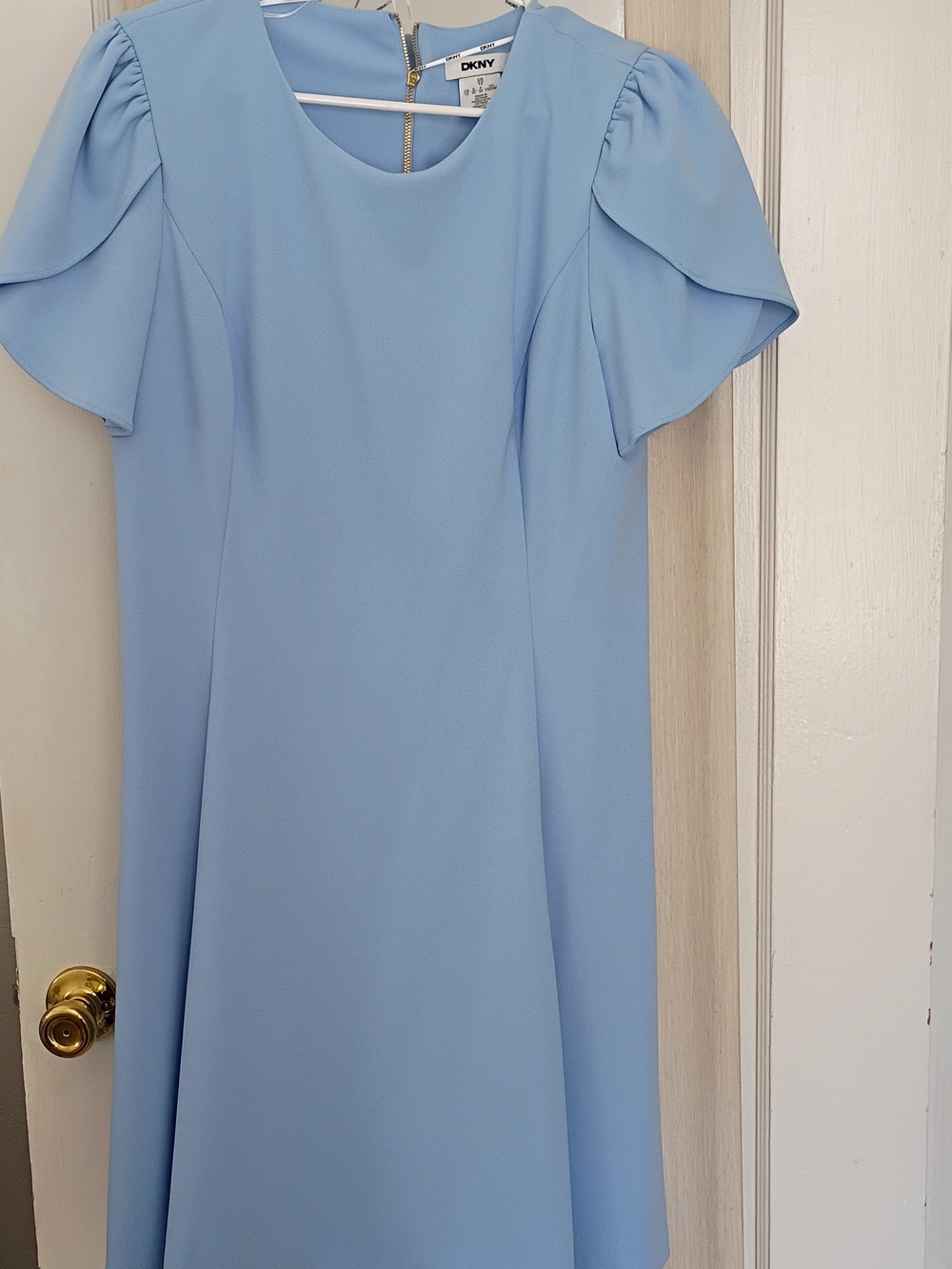 DKNY Powder Blue Flutter-Sleeve A-Line Dress